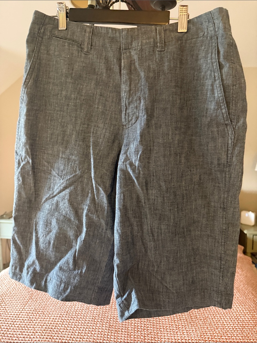 Lands' End Women's Chambray-Look Bermuda Shorts - Charcoal Blue